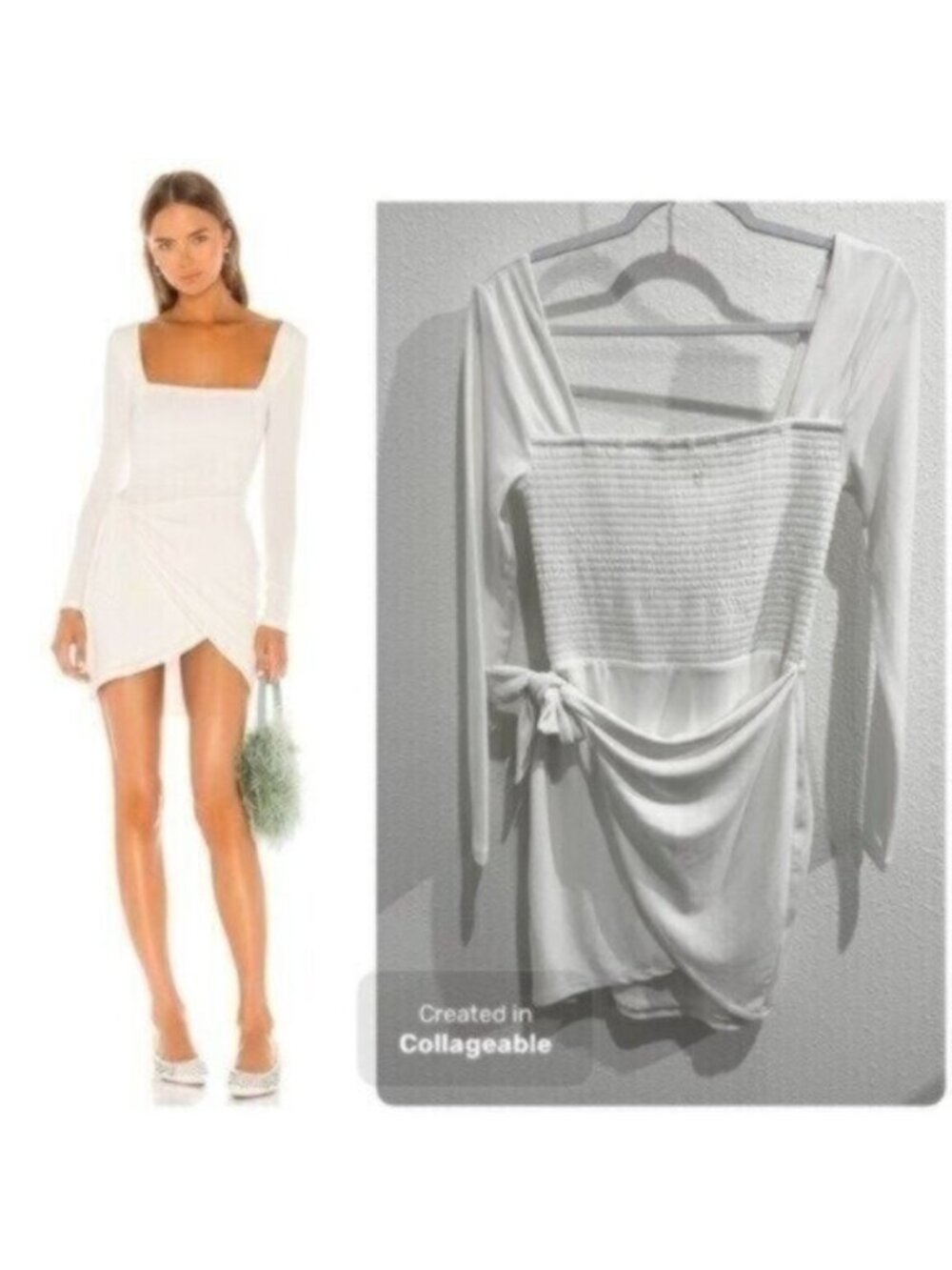 New Lovers+Friends Feminine Wrap Mini Dress White Cocktail Party Square Neck